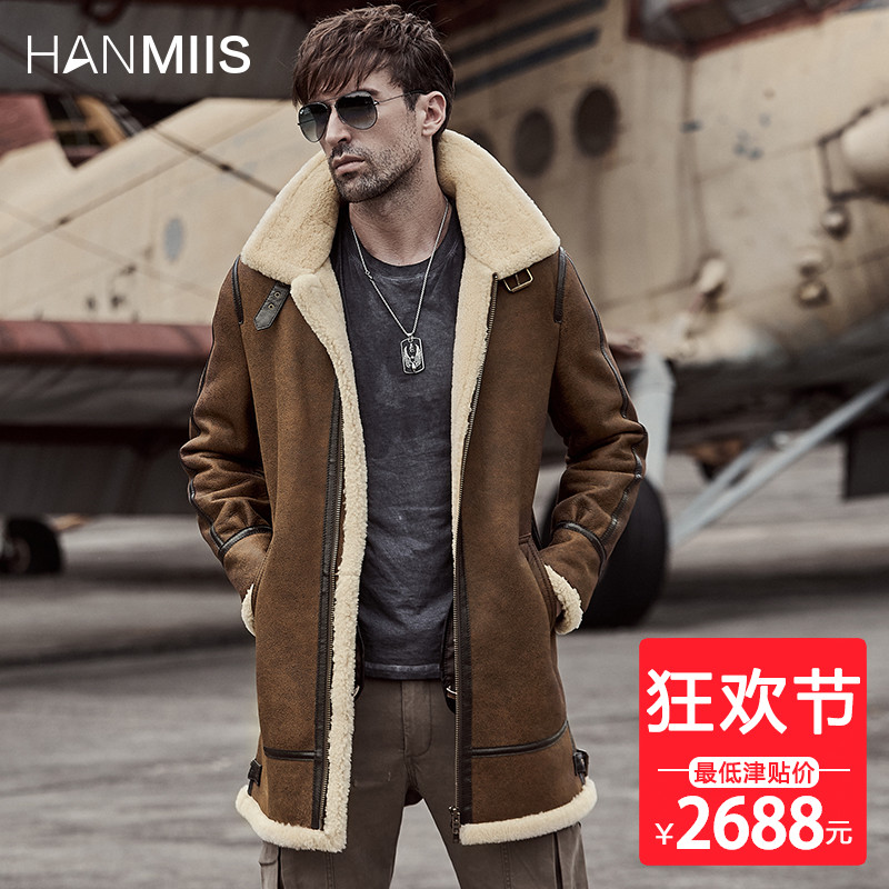 B3 Hunting Jacket The original ecology Australia sheep Fur integrated coat leather and fur Mid length version overcoat genuine leather leather clothingin the Men's clothing, Leather clothing category - from Buy2taobao.com to provide professional Taobao agent buy service