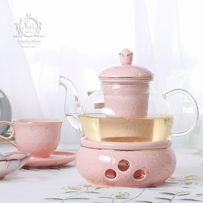 茶壶花茶茶具套装蜡烛加热玻璃陶瓷煮水果茶下