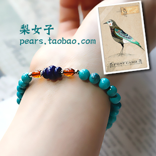  梨家 古典异域风格[绿松石青金石手链] 雀鸟时光