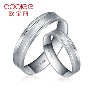  欧宝丽 铂金对戒 情侣戒指 pt950对戒铂金情侣对戒正品定制爱转动