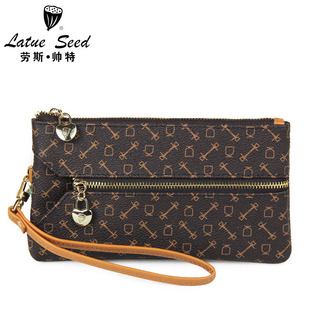  劳斯帅特 女式硬币包零钱包 多功能钥匙包 女士鱼骨花纹短款钱包