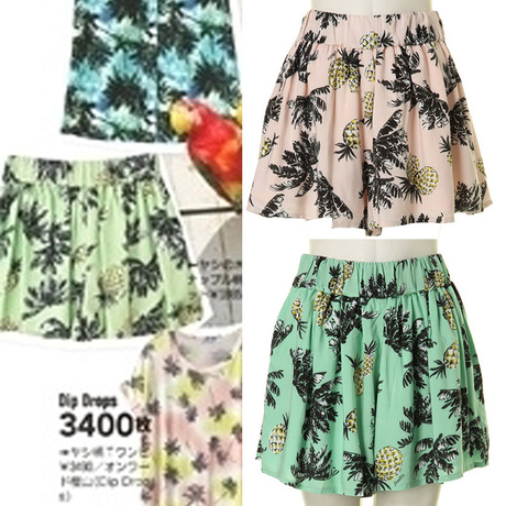 zipper原宿风vivi7月揭载jouetie<em>菠萝</em>椰树印花宽