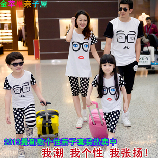  亲子装夏装款母子母女套装亲子装夏装全家装一家三口T恤套装