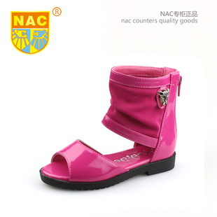  NAC 夏季新款儿童鞋女大童凉鞋韩版鱼嘴公主鞋漆皮镂空罗马潮