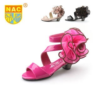  NAC 夏季新款儿童鞋凉鞋女童公主单鞋韩版鱼嘴大童漆皮高跟潮