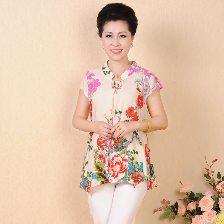 2013夏季中老年妈妈装夏装T恤中年女装棉麻短袖衬衫老年人宽松 2013夏季中老年妈妈装夏装T恤中年女装棉麻短袖衬衫老年人宽松