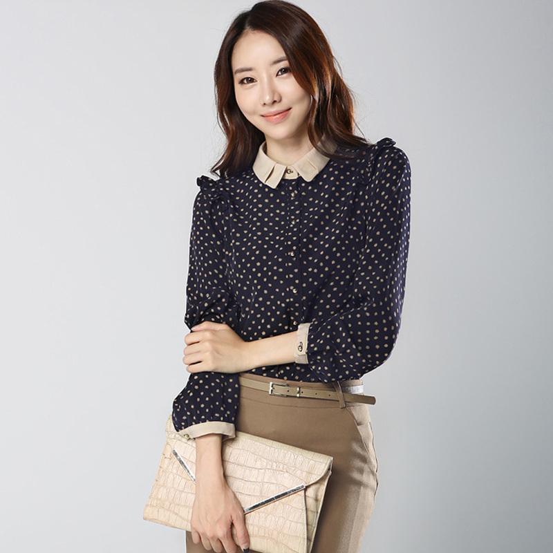 波点圆点女装衬衫...