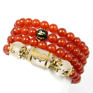  包邮圆通 开光蛇猴本命年手链玛瑙六度六合巳申禅定佛佛珠 男女