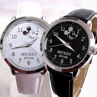  赠表带迪士尼米奇儿童手表男孩男童中学生女孩女士简洁复古时装表