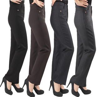  送妈妈 新款中老年女裤秋冬中年加厚大码长裤直筒裤垂感西裤正装