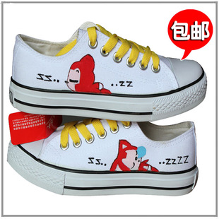  包邮新款阿狸手绘鞋帆布鞋女韩版潮系带低帮鞋学生鞋情侣鞋涂鸦鞋