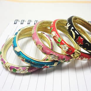  U42景泰蓝手镯宽时尚女复古镀金首饰饰品镯子正品 元旦礼物