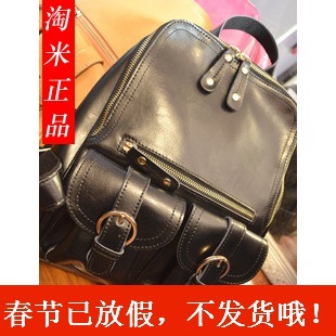  淘米女包 新款双肩包女韩版潮 可爱时尚皮质书包学院风小背包