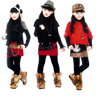  冬款儿童裙裤 假两件裙式打底裤 韩版女童加绒加厚裙装靴裤
