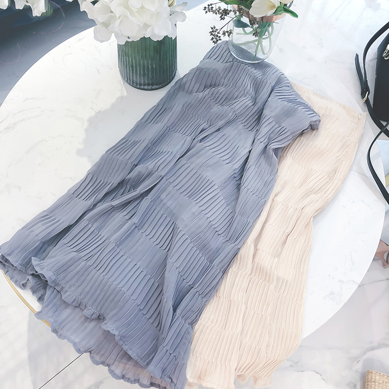 Hong Kong flavor chic Chiffon Skirt summer 2018 new pattern Paige Wood ear Bouffancy A word skirt longuette skirtin the Women's clothing/Boutique , Skirts category - from Buy2taobao.com to provide professional Taobao agent buy service