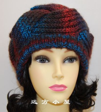 手工编织<em>女士</em>毛线<em>帽子</em> 冬季保暖麻花帽 雪绒花