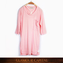 宽松 长款 女 五分袖 粉色 白色 T恤 GLAMOUR CAPITAL 宽松 长款 女 五分袖 粉色 白色 T恤 GLAMOUR CAPITAL