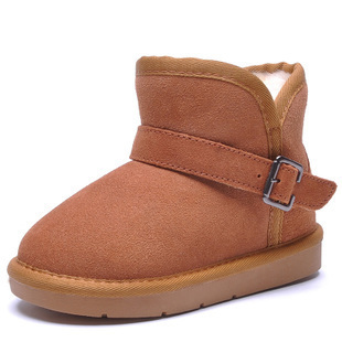  正品女童雪地靴真皮婴儿冬靴宝宝棉鞋子男童亲子鞋牛皮儿童短靴子