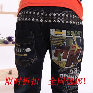  冬款韩版童装小孩牛仔裤男童牛仔棉裤儿童裤男童加绒加厚棉裤