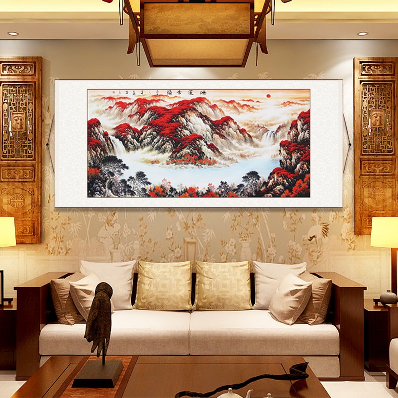 鸿运当头国画山水画卷轴挂画风水靠山办公室 招财客厅装饰画|ruв категории Домашний быт, декоративная живопись, китайская живопись - от Buy2taobao.com для оказания профессиональной услуги покупки агента Taobao
