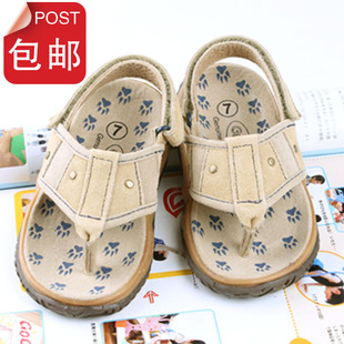  夏季正品 男宝宝童鞋 儿童真皮休闲凉鞋 夹趾沙滩人字凉拖鞋 包邮