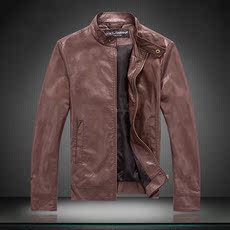 Одежда из кожи d家精品2013秋装新款欧美商务男装 简约立领pu水洗皮外套男士皮衣 DSquared2