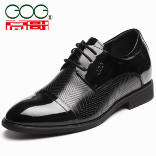  高哥内增高41363男式增高6.5cm男鞋新款黑色真皮头层皮正装潮皮鞋