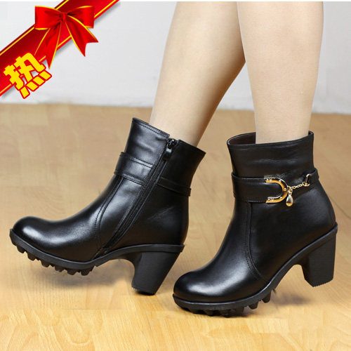 2012新款冬季<em>红蜻蜓女鞋</em>真皮羊毛短靴<em>坡跟</em>靴