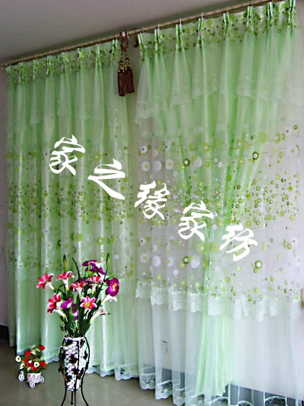 包邮高档韩式蕾丝客厅卧室婚房田园印花成品窗帘 太阳花6米绿色在类目 居家布艺, 窗帘门帘及配件, 成品窗帘中 - 来自Buy2taobao.com提供专业的淘宝代购服务