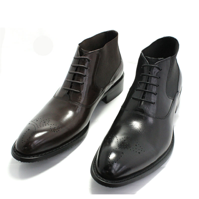 Business Formal leather shoes man High-top shoes genuine leather British style Men's Shoes Carved fashion Tip Bootie blackin the Men's Shoes, Boots category - from Buy2taobao.com to provide professional Taobao agent buy service