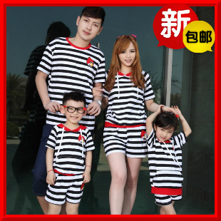  款亲子装夏装全家装套装t恤短袖夏装母女母子装家庭装套装
