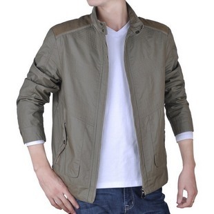  正品包邮 春款与狼共舞男装休闲立领夹克男 绿色中青年薄外套