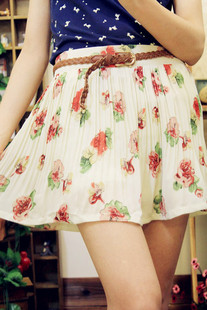  日系清新花朵仙女森林系学院复古百褶雪纺高腰半身裙短裙女夏