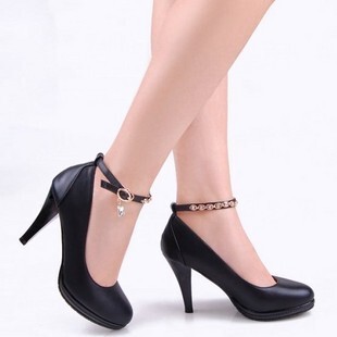  年OL女单鞋红蜻蜓新款正品防水台水钻链子搭扣罗马风职业女鞋