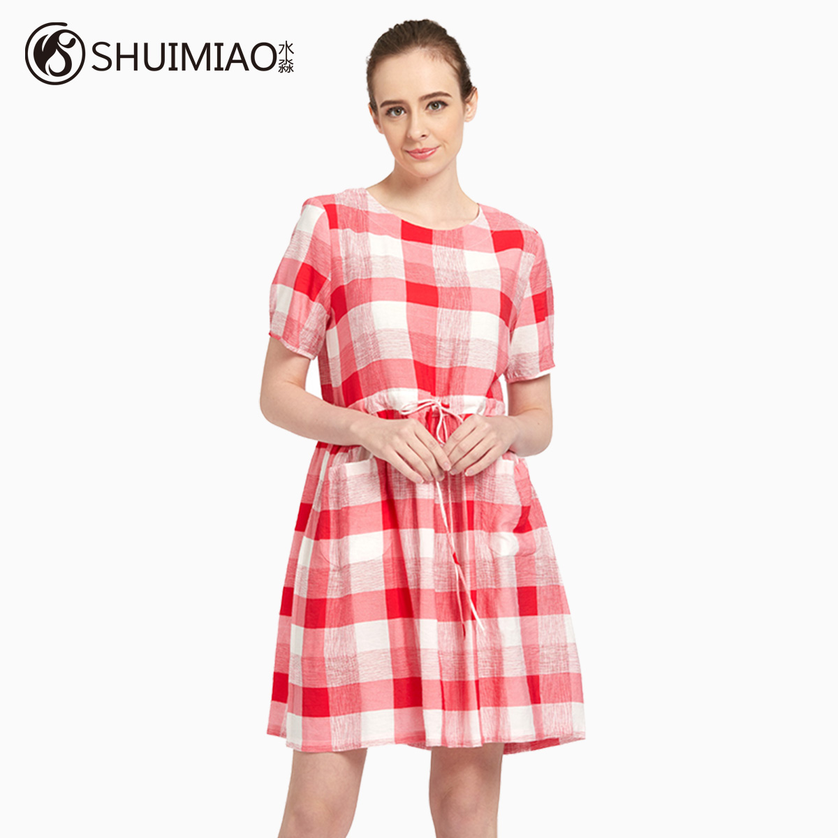 XL Women's wear 2019 new pattern Summer wear Fat sister black and white lattice Easy Show thin Dress 3393#in the Women's clothing/Boutique , Large size women category - from Buy2taobao.com to provide professional Taobao agent buy service