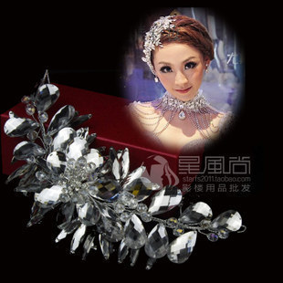  韩式新娘头饰结婚银色亚克力百变造型饰品配饰纯手工发饰头花颈饰