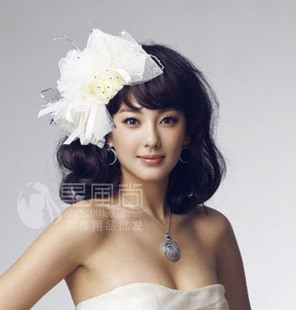  新娘头饰蝴蝶结头花/蕾丝芭蕾舞头饰结婚婚纱拍照舞台手工造型花