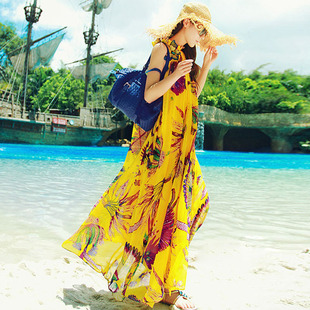  欧美原单 波西米亚 大码显瘦款 海边度假 沙滩裙长裙连衣裙 秋 夏