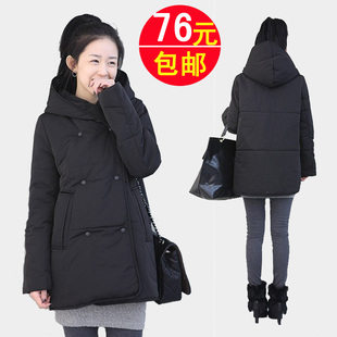  冬装新款韩版女装棉衣女中长款连帽棉袄羽绒棉加厚外套棉服