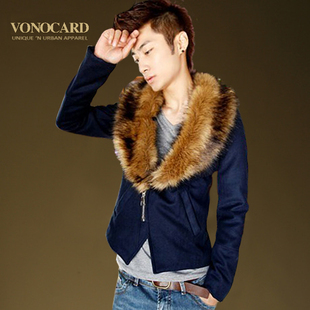  冬新款大毛领夹克男韩版休闲男士短款夹克男装毛呢夹克外套男
