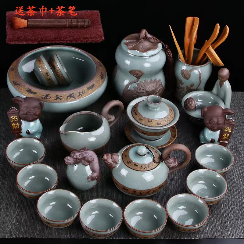 整套哥窯茶具套裝家用汝窯陶瓷功夫茶具茶杯套裝泡茶壺冰裂釉簡約在類目 餐飲具, 茶具, 功夫茶具中 - 來自Buy2taobao.com提供專業的淘寶代購服務
