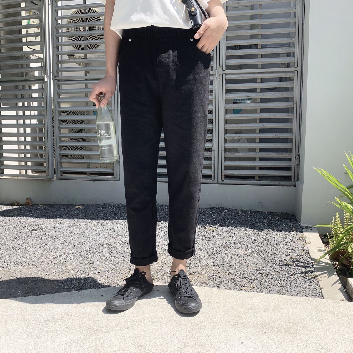 Agusta Spring black trousers Korean Edition Trend Elastic Self cultivation Show thin Versatile Nine points Casual pantsin the Men's clothing, Casual pants category - from Buy2taobao.com to provide professional Taobao agent buy service