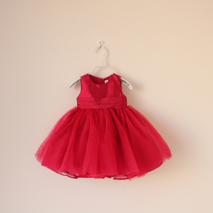  13春装新款儿童宝宝女童装婴幼儿外贸原单礼服裙背心连衣裙酒红
