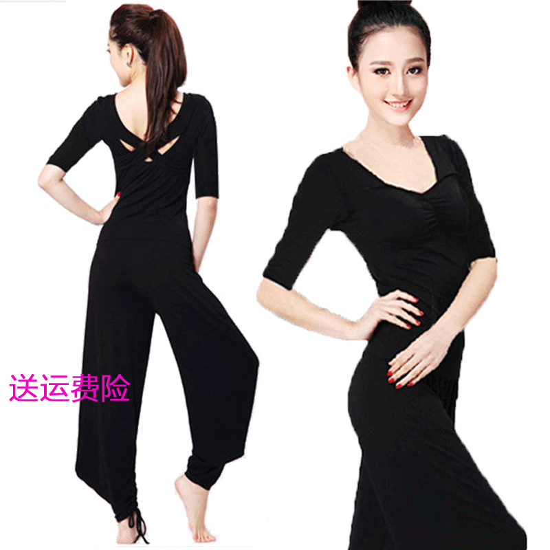 瑜伽服套装夏健身女瑜珈宽松显瘦舞蹈演出练功莫代尔黑形体服大码在类目 运动/瑜伽/健身/球迷用品, 瑜伽, 瑜伽服中 - 来自Buy2taobao.com提供专业的淘宝代购服务