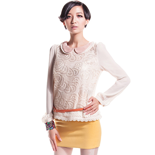  five star plus charm春装新品长袖蕾丝衬衣衬衫2126010280