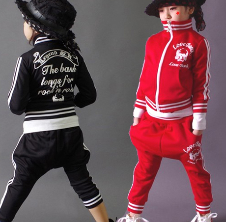 韩国韩版儿童套装街舞跳舞表演服装男女孩中大