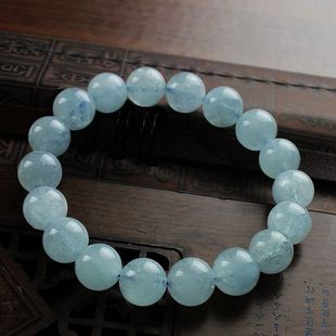  天然蓝宝石天然海蓝宝手链 10mm 女款  老矿