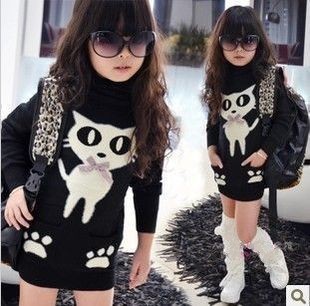 2013冬装新款韩版<em>儿童</em>装<em>小孩</em>衣服女童小猫高