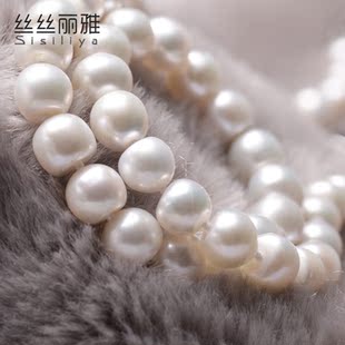  丝丝丽雅 特价 情缘 送妈妈9-10强光天然珍珠项链正品女 买一送一