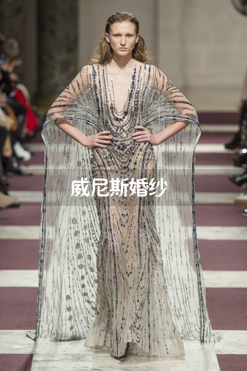 ziad nakad2019 Butterfly sleeves Cape Navy Blue Self cultivation Show thin Waist bride marry Toast clothing new patternin the Women's clothing/Boutique , Wedding/Cheongsam/Formal dress , Formal dress/Evening category - from Buy2taobao.com to provide professional Taobao agent buy service